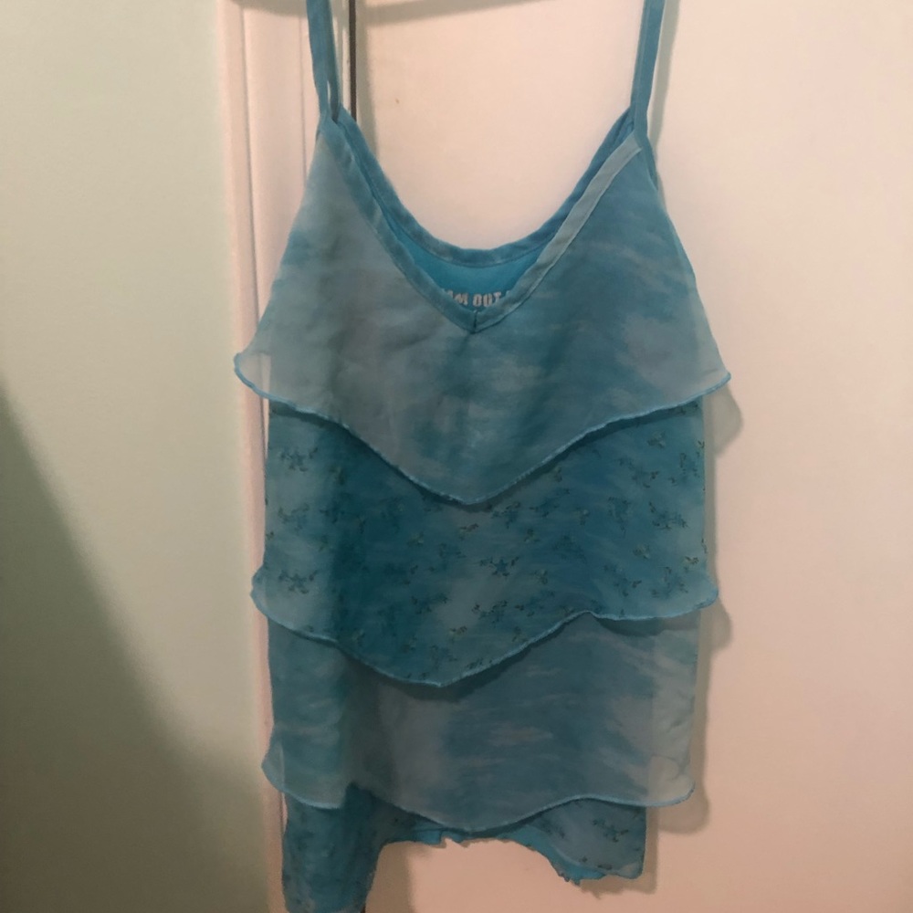 Light blue floral ruffled cami